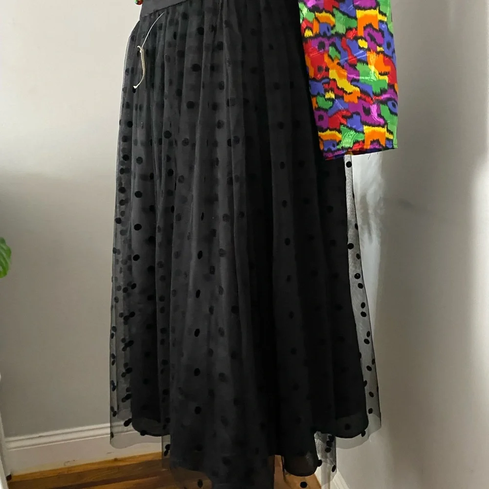Black Polkadot Mesh overlay skater skirt - Picture 3 of 4